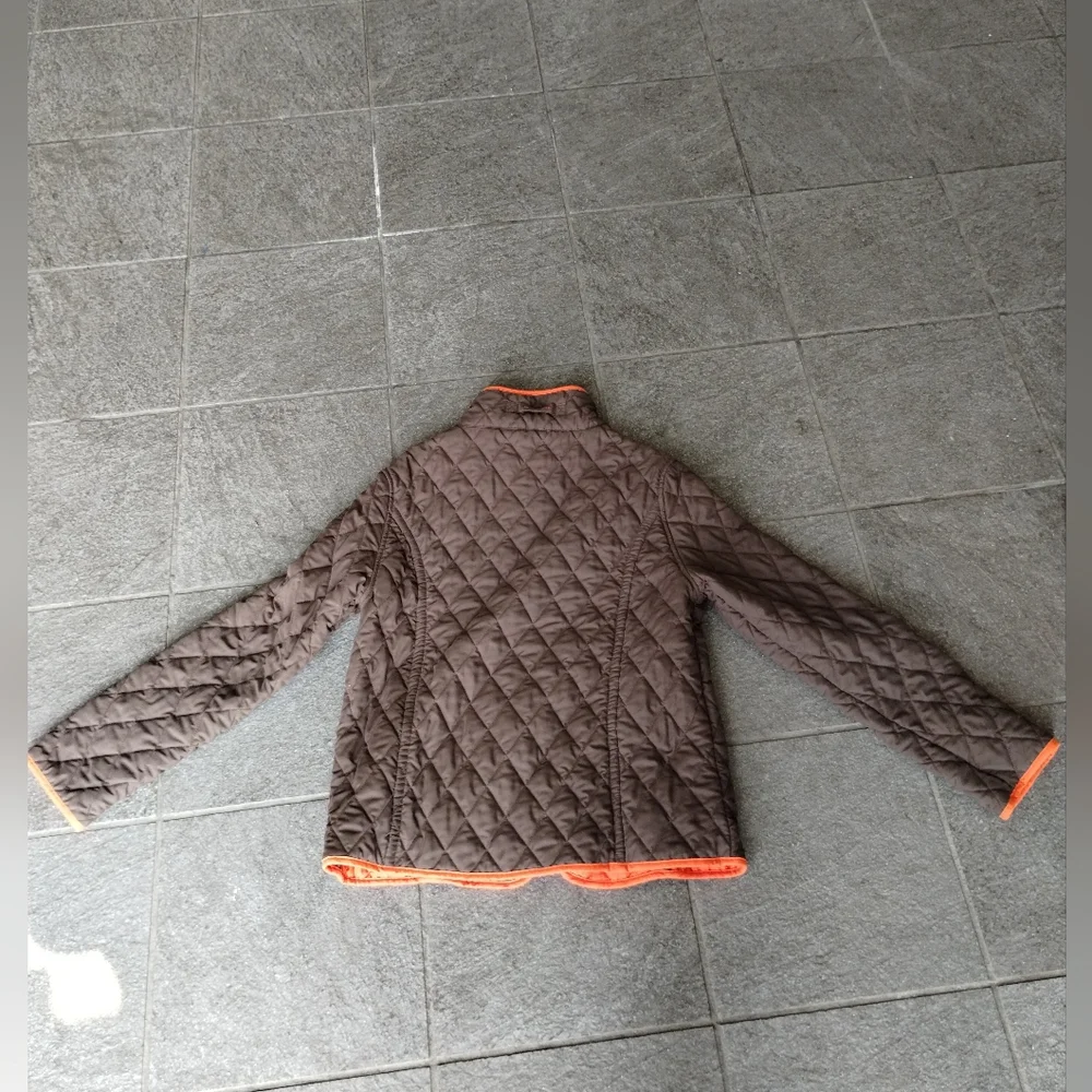 John Partridge chocolate Brown and Orange quilted full zip up comfy coat Jacket - Picture 2 of 16